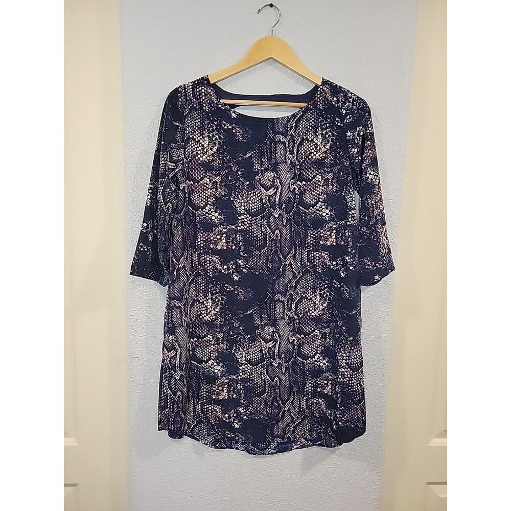 Buddy Love Womens Mini Shift Dress Navy Snake Skin Print Size Medium